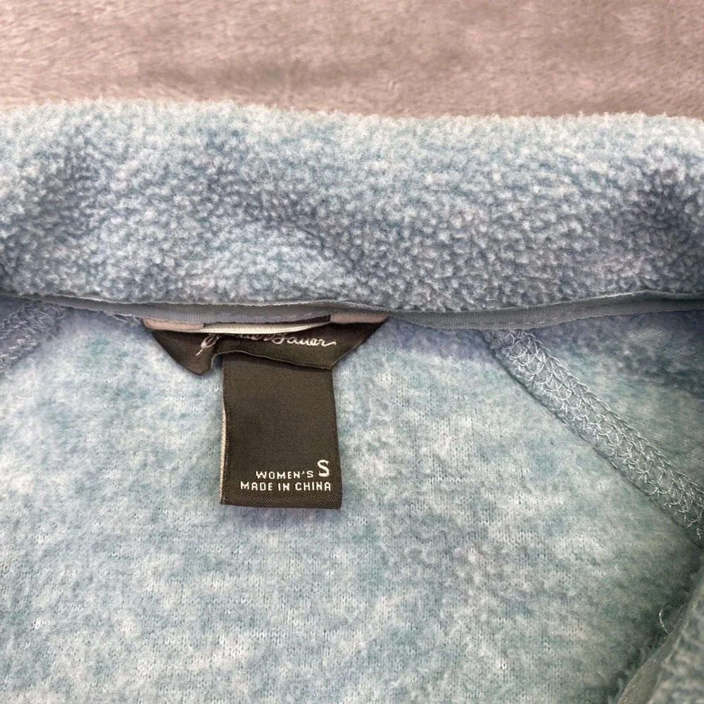 Eddie Bauer Soft Fleece Quarter Zip Pullover Women's Small Long Sleeve Blue Boho